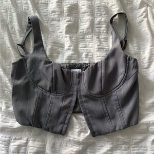 Princess Polly Gray Striped Bustier Top